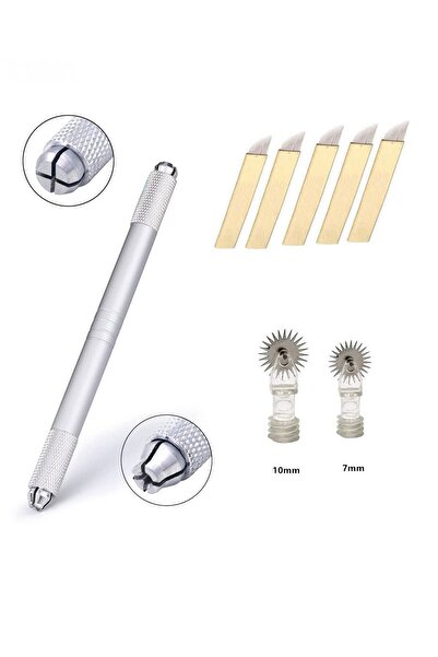 Lalvolin Microblading Çift Taraflı Kullanımlı Kıl Tekniği Microblading Kalemi - 7 Adet Iğneli