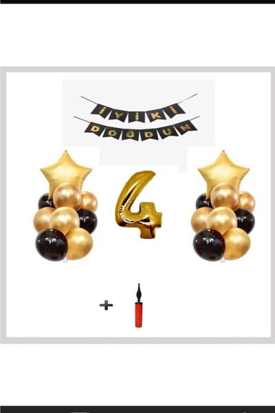 Şeker Adası Set de petrecere cu baloane din folie de aur pentru 4 ani + pompă...