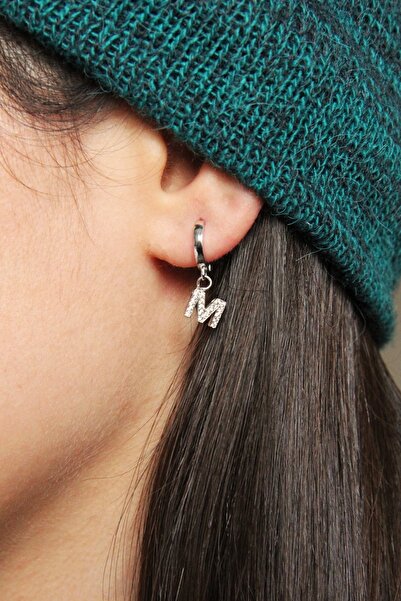 Argentum Concept M Harfi Sallantılı 925 Ayar Gümüş Tek Küpe - 12080201