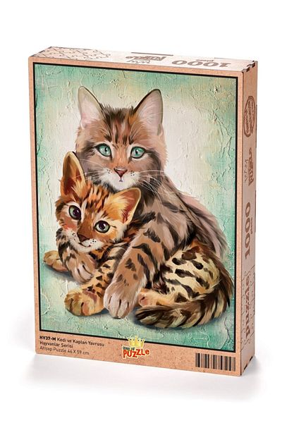 King Of Puzzle Cat And Tiger Cub Wooden Puzzle 1000 Pieces