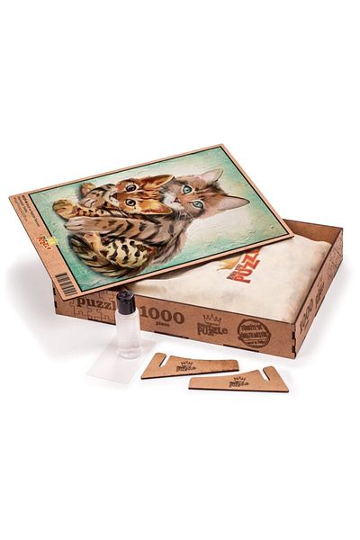 King Of Puzzle Cat And Tiger Cub Wooden Puzzle 1000 Pieces