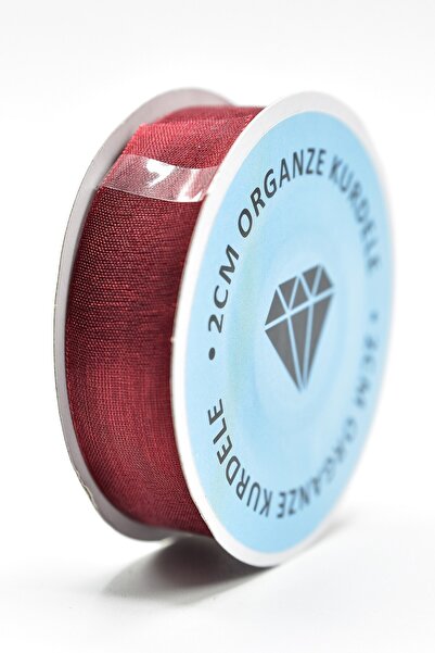 E Elmas شريط أورجانزا أحمر كلاريت (2 سم - 20 متر)