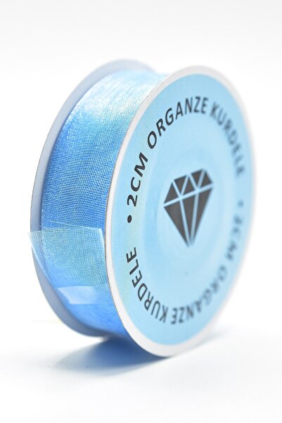 E Elmas شريط الأورجانزا الأزرق (2 سم - 20 م)