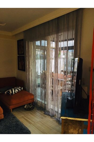 AKÇA TEKSTİL Rope Model Gray Color Rope Curtain 300X 270 cm - 2 mm