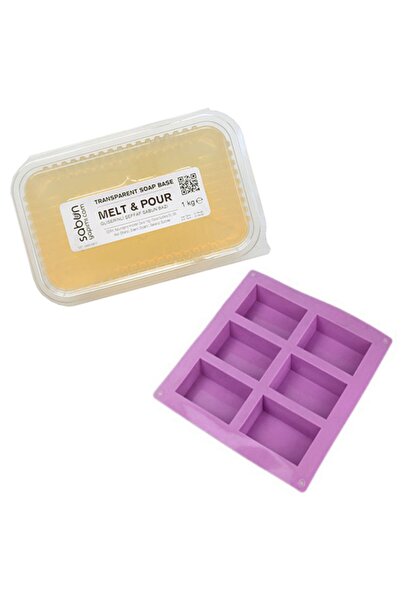 Can Star قاعدة صابون طبيعية شفافة (1 كجم) وقالب صابون (6 قطع مستطيلة من السيليكون)