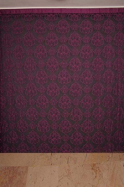 AKÇA TEKSTİL Spider Double Color Purple Rope Curtain Ready Buttons Sewn Rope Curtain 300*280 Cm