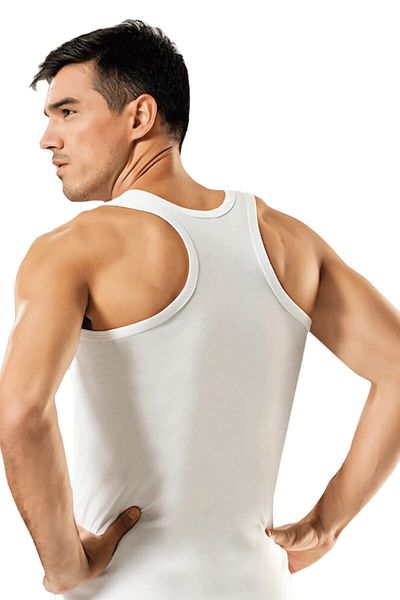 Namaldı Men's White Cotton Rambo Tank Top