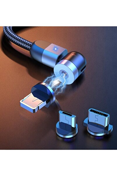 Jewval 3 In 1 Şarj Kablosu Manyetik Led Işıklı Hızlı Şarj 3a Usb-c Iphon 2 Me...