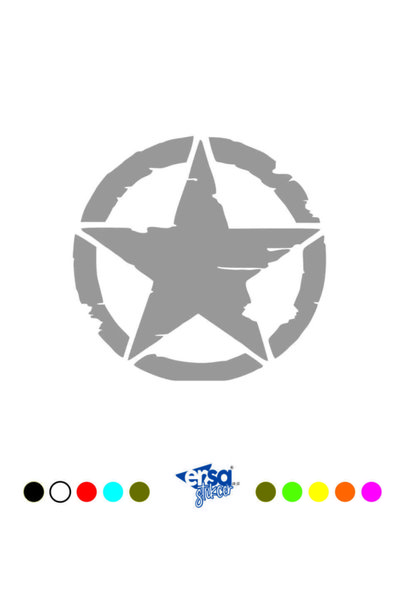 Ersa Sticker Army Star, Askeri Yıldız Off Road Sticker, 20x20 Cm, Oto Sticker...