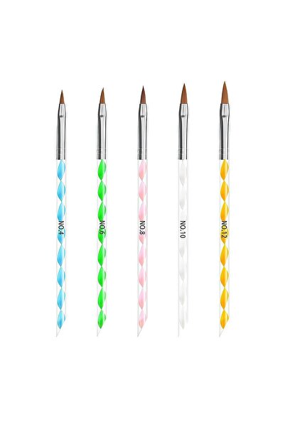 alaraycosmetics 5 Adet Akrilik Tasarım 3d Boyama Çizim Uv Jel Fırça Tırnak Sa...