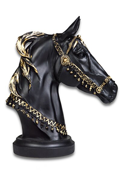 İstoç AVM Biblo Yeleli At Heykeli Süper Lüks Tasarım Siyah Renk