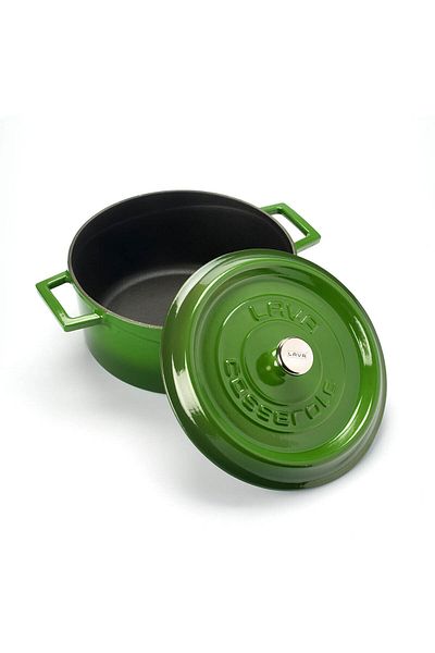 Lava Cast Iron Round Pot Trendy Lid - Diameter 24 Cm - Green