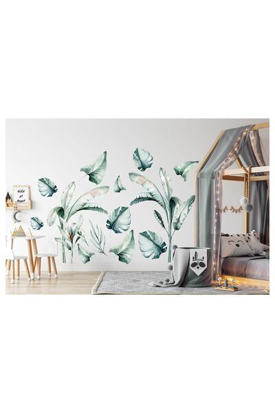 TUGİBU Tropical Leaves Green Wall Sticker Set