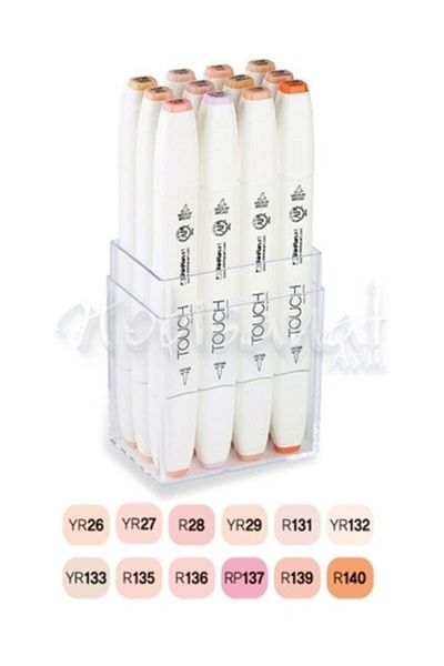 Touch Twin Brush Marker Pen 12-Piece Set Skin Colors