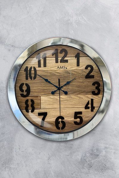 Kasva Concept Gift 36 cm Chrome Metal Plain Wall Clock