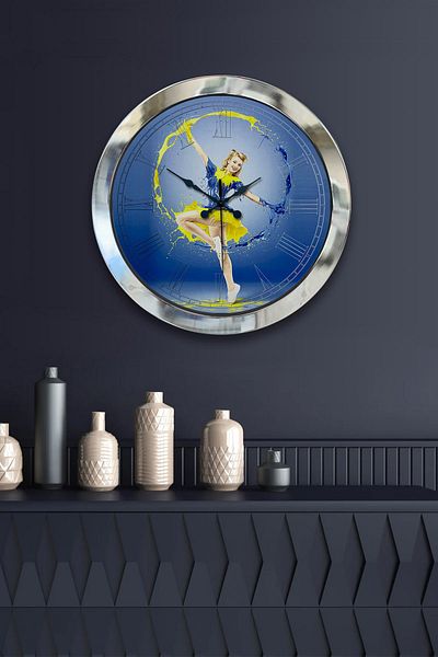 Kasva Concept Gift 36 cm Chrome Metal Water Wall Clock