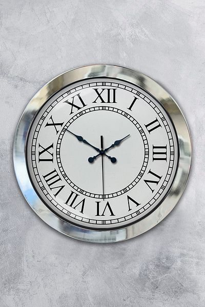 Kasva Concept Gift 36 cm Chrome Metal Roman Numeral Wall Clock