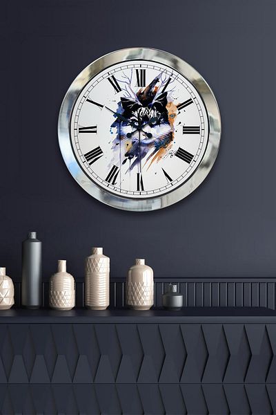 Kasva Concept Gift 36 cm Chrome Metal Modern Wall Clock
