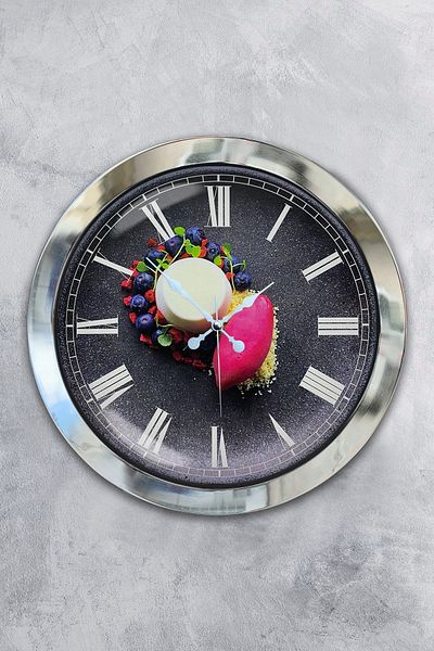 Kasva Concept Gift 36 cm Chrome Metal Kitchen Wall Clock