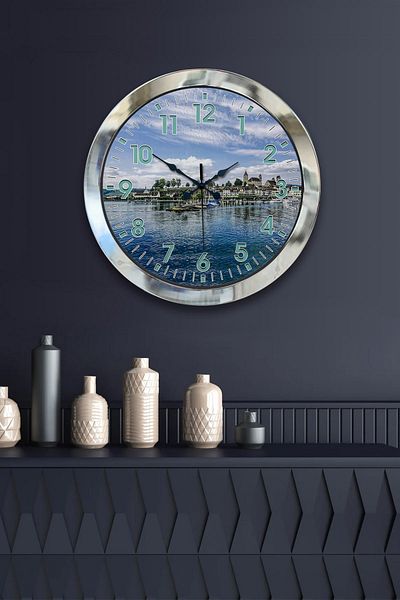 Kasva Concept Gift 36 cm Chrome Metal Lefkoşa Wall Clock