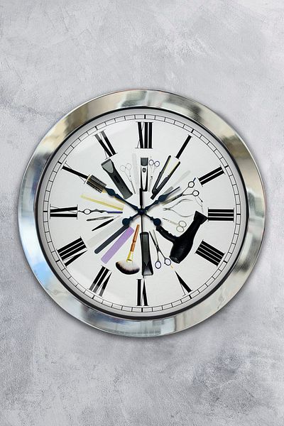 Kasva Concept Gift 36 cm Chrome Metal Hairdresser Wall Clock