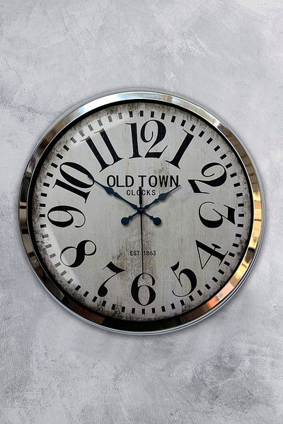 Kasva Concept 40 cm Chrome Metal Old Town Wall Clock
