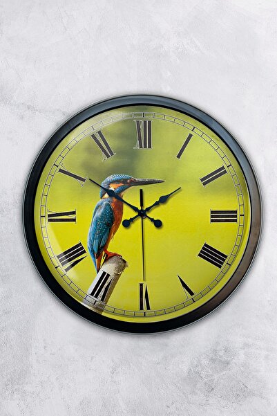 AİB STORE هدية ساعة حائط على شكل طائر معدني أسود مقاس 40 سم