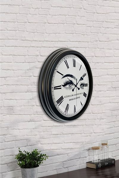 Kasva Concept Ceas de perete pentru salon de frumusete din metal negru de 40 cm