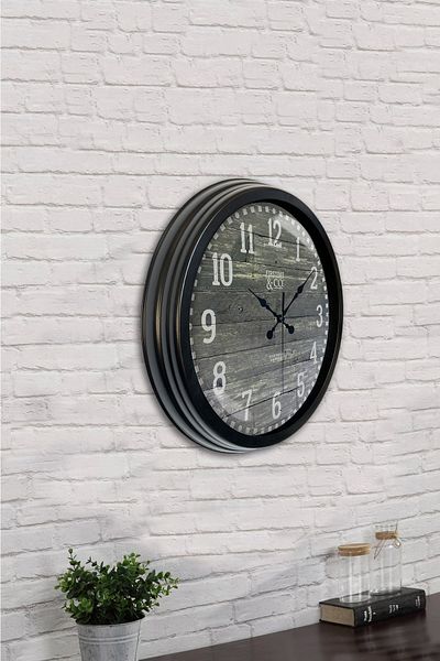 Kasva Concept Δώρο 40 εκ. Μαύρο Μεταλλικό Ρολόι Τοίχου Firstime