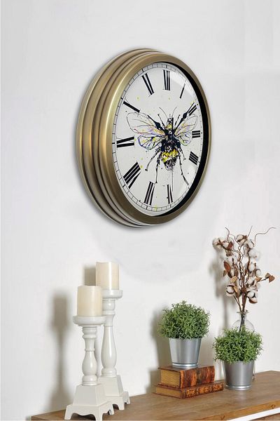 Kasva Concept 40 cm Antique Metal Bee Gift Wall Clock