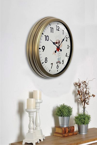 Kasva Concept 40 cm Antique Metal Cook Kitchen Wall Clock