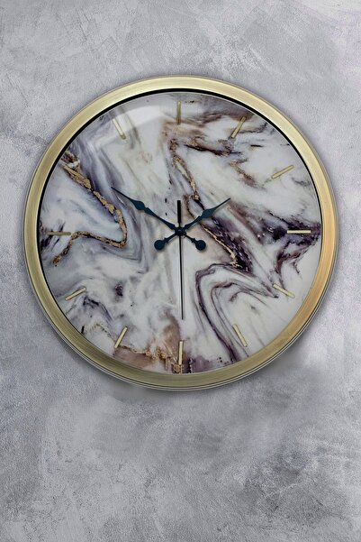 Platin Saat ساعة حائط من الرخام المعدني العتيق مقاس 40 سم