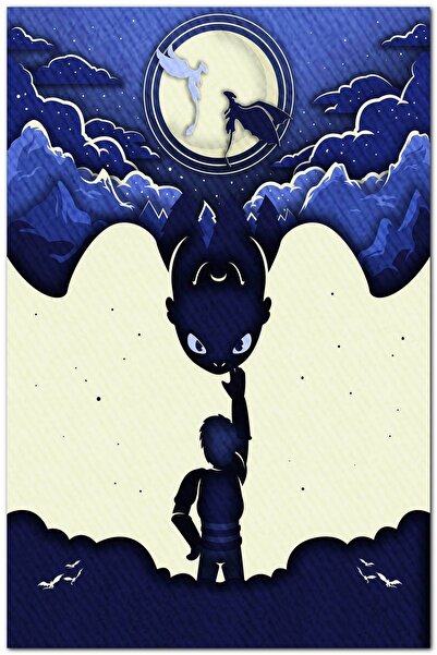 Cakatablo Ahşap Tablo Ejderhanı Nasıl Eğitirsin Hıçgıdık Çizim (25x35 Cm Boyut)