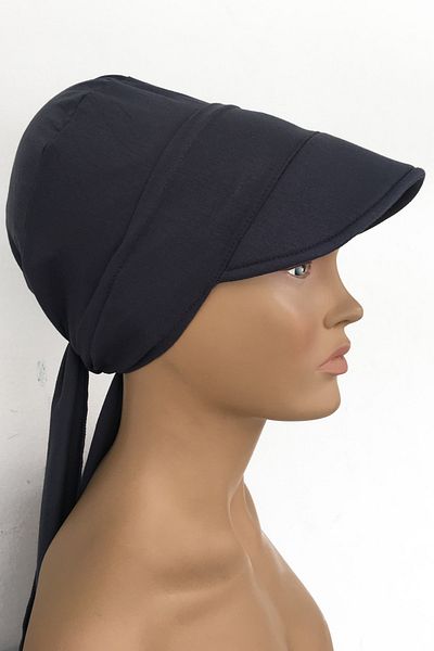 Vera Women's Gray Bonnet Ready Turban Sun Storm Anthracite Combed Cotton