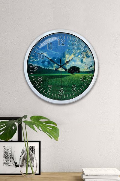 Kasva Concept 40 cm White Metal Natural Life Wall Clock