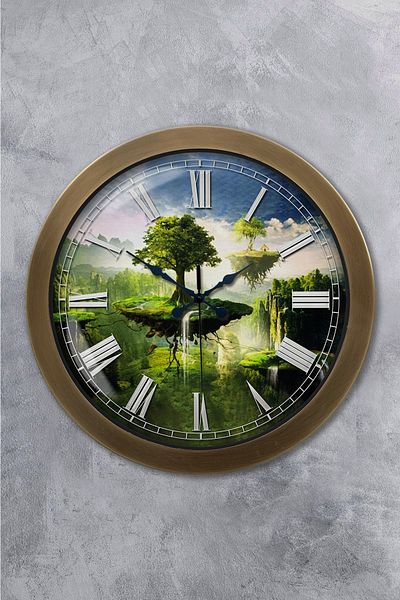 Kasva Concept Gift 36 cm Antique Metal Climate Themed Wall Clock