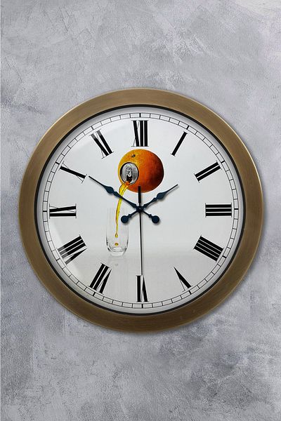 Kasva Concept Αντίκα μεταλλικό ρολόι τοίχου πορτοκαλί