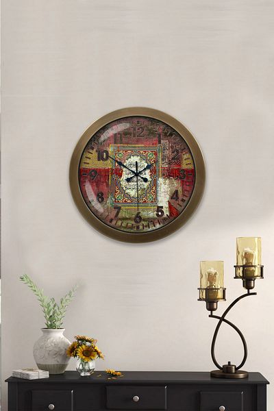 Kasva Concept 36 cm Antique Metal Verse Word Wall Clock