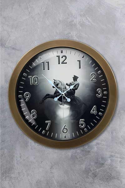 Kasva Concept Gift 36 cm Antique Metal Ataturk Wall Clock