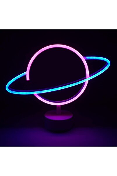 epazzar Renkli Saturn Gezegen Lamba Pilli Planet Neon Led Işık
