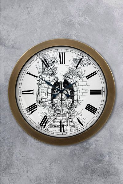 Kasva Concept Gift 36 cm Antique Metal Train Wall Clock