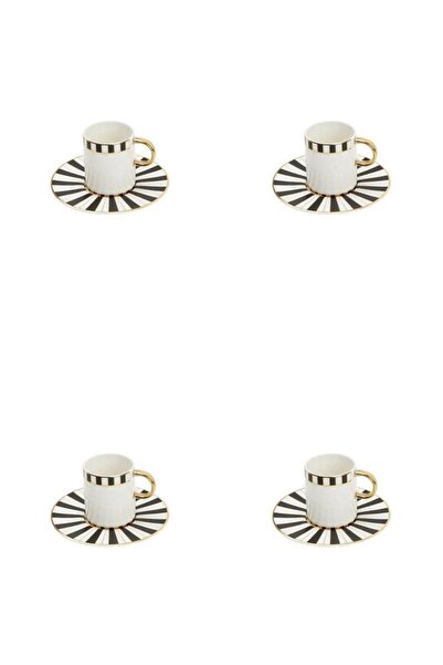 Porland طقم فناجين قهوة بالمز مع صحن 85 سم مكعب، 4 قطع