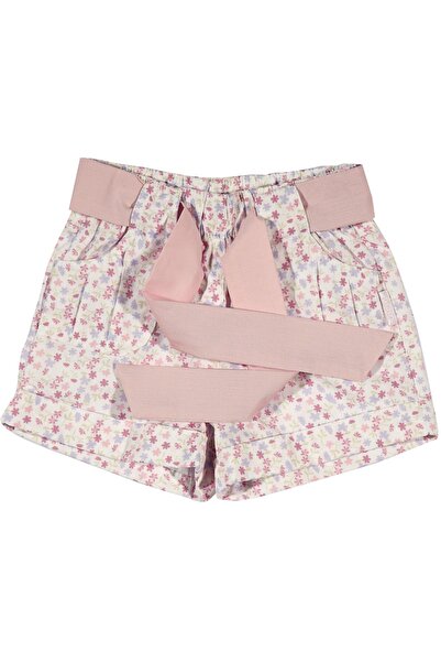 andywawa 4-5 Yaş, Tek Beden, Kız Bebek Yazlık Poplin Kemerli Şort