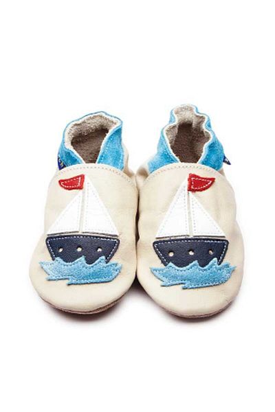 Inch Blue 18-24 Months, One Size, Sailboat Cream Booties 1992