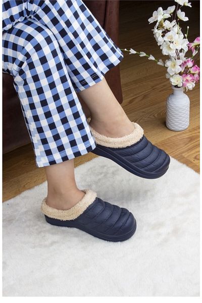 Afilva Akınalbella Women's Furry Winter Slippers Z Mm Navy Blue