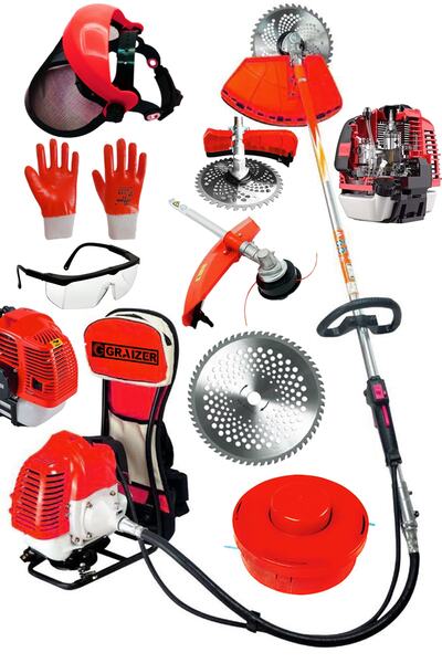 Graizer Alman 6 Hp Sırt Tipi Benzinli Motorlu Ot Çalı Tırpanı Çim Biçme Makinesi Tirpan