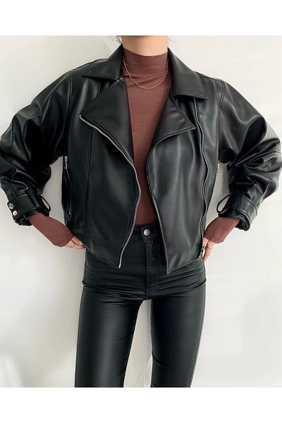Ekim Store Lederjacke mit breiten Ärmeln