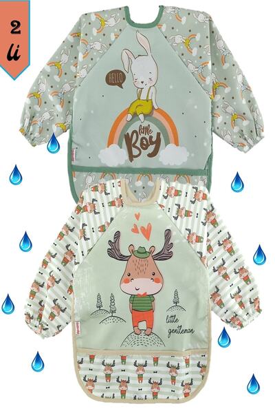 dubi baby Pack of 2 Rabbit and Deer Pattern Baby Food Bib 6-24 Months
