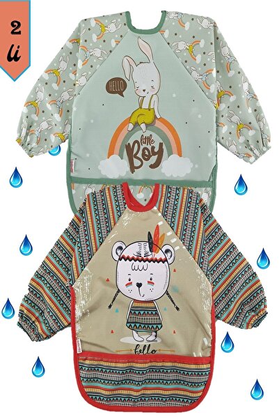 dubi baby Pack of 2 Rabbit and Indian Pattern Baby Food Bib 6-24 Months
