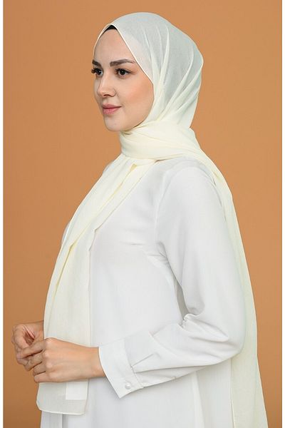Afilva Women's Plain Janjan Chiffon Shawl Cream